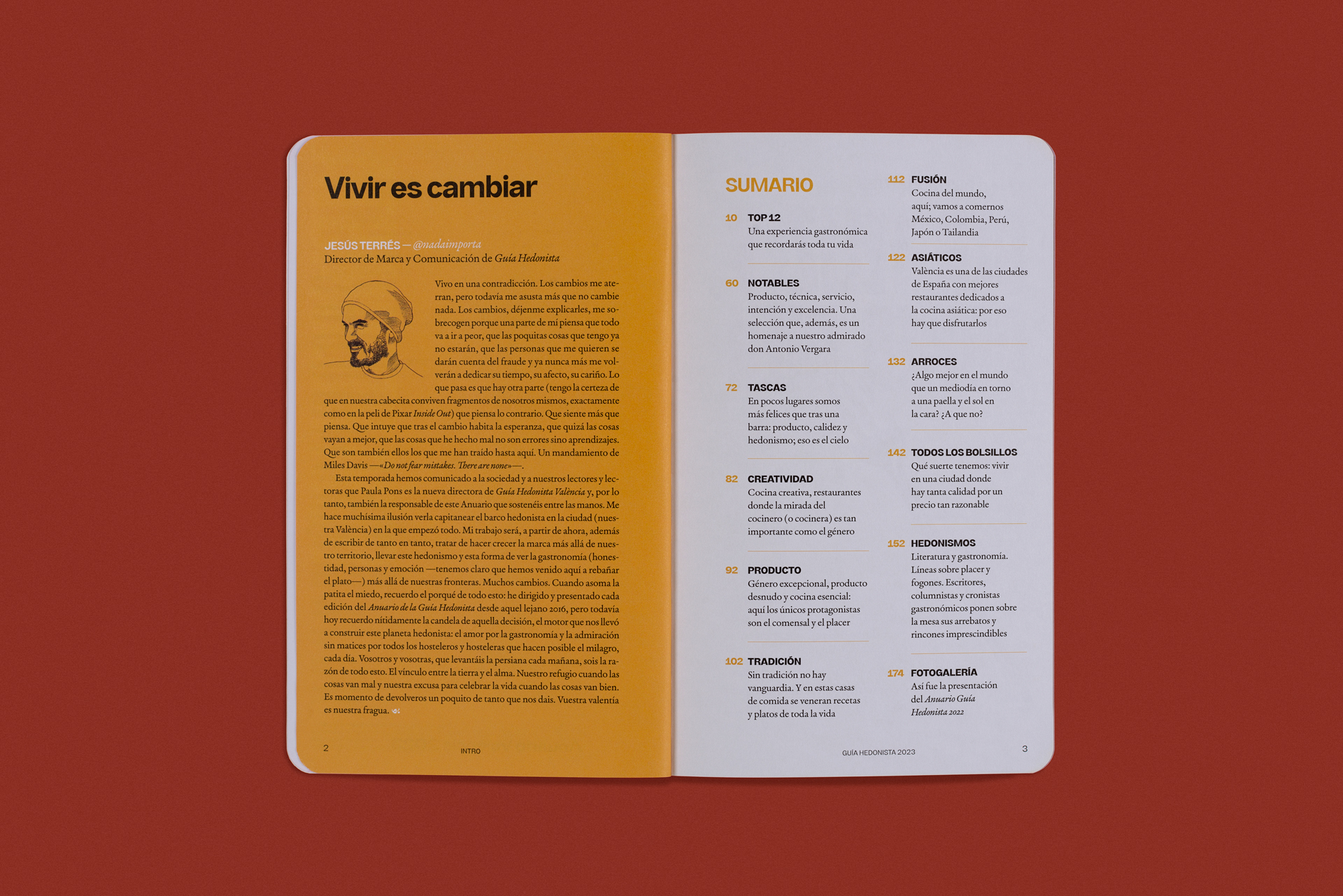Diseño Anuario Guía Hedonista 2022 con ilustraciones de Coco Dávez